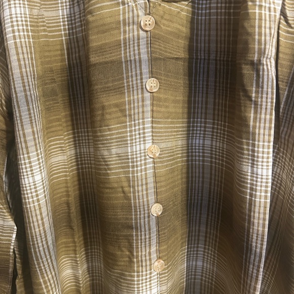 Plaid Collared Peasant Long Sleeve Blouse - Blu Pepper - Picture 10 of 14